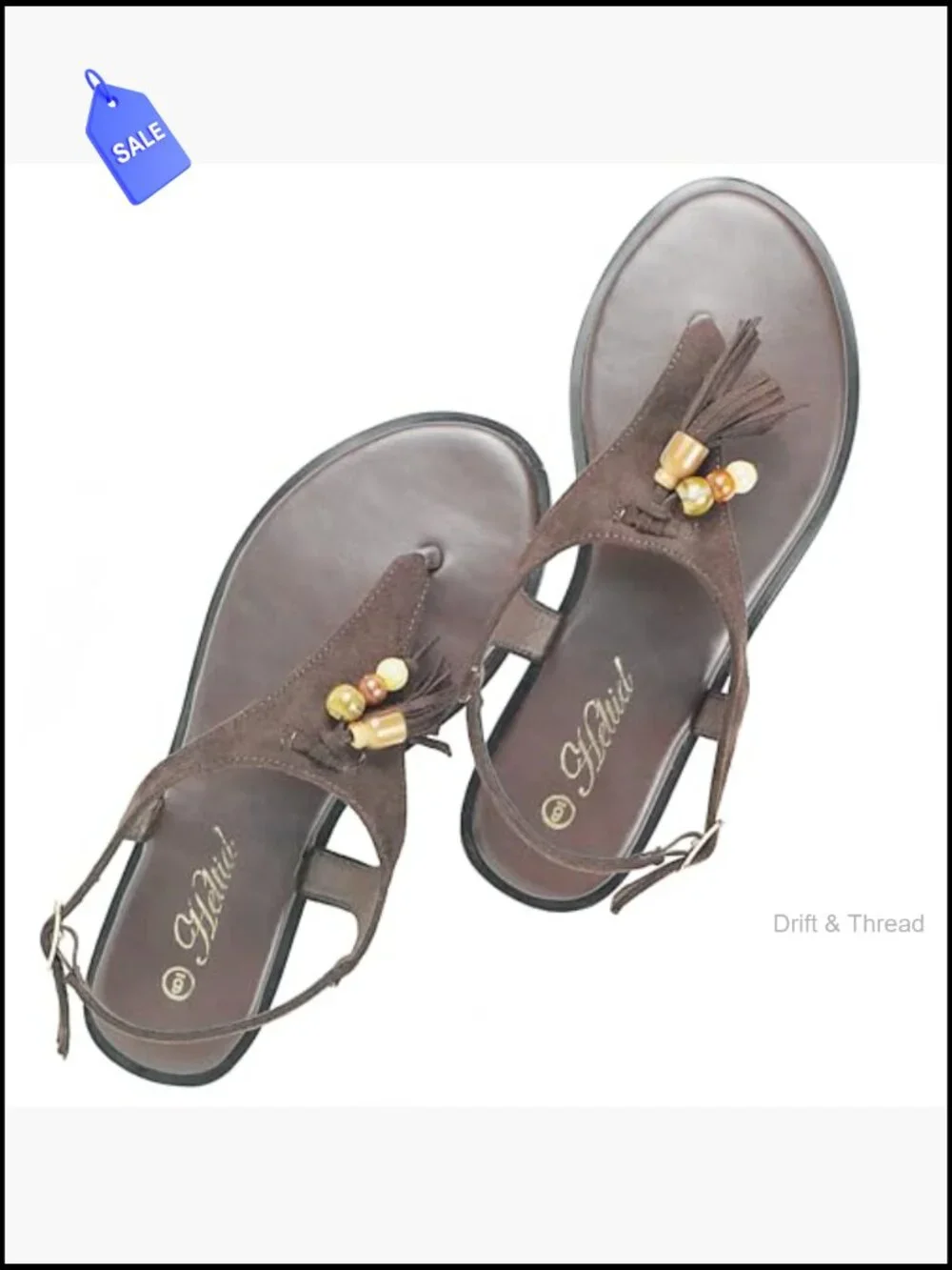 Boho Retro Thong Flat Sandals with Tassel Bead Details